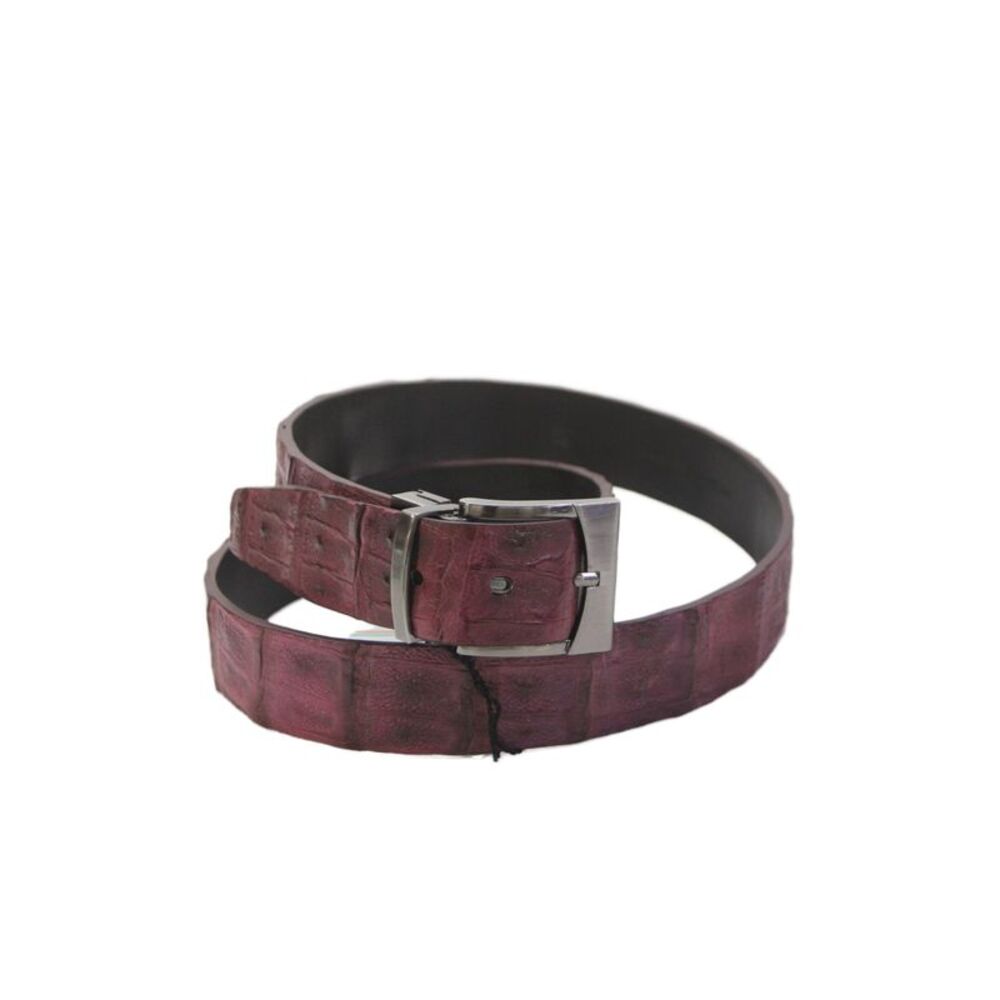 Bernini Mens Genuine American Alligator Silver Tone Buckle Belt Purple Size 38